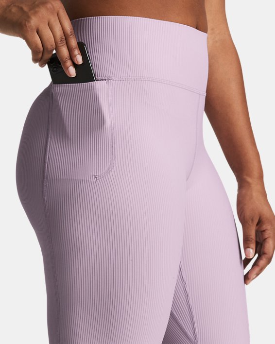 กางเกงขาบานทรงคร็อป UA Meridian Rib สำหรับผู้หญิง in Purple image number 3